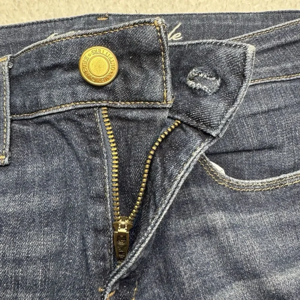 American Eagle Women's Skinny Stretch Short Jeans Dark Wash Blue Size 8